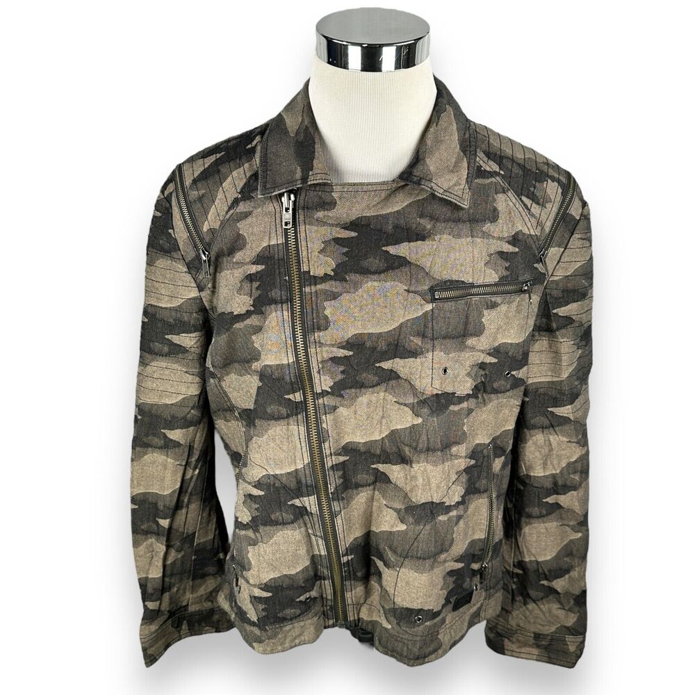 Prps Camo Jacket Women's 3XL XXXL Camouflage Asymmetrical Zip Streetwear Cotton